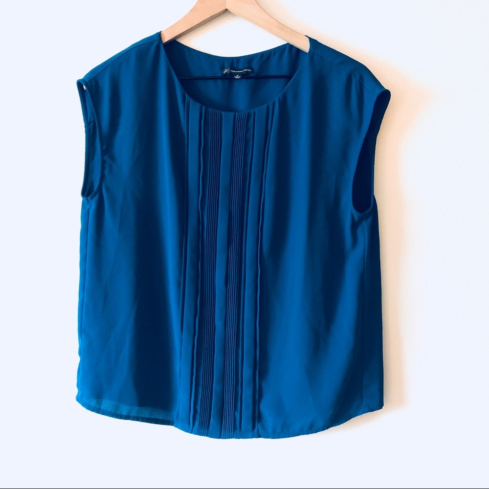 Adrianna Papell Blue Pleated Blouse Size M Women’s - Picture 4 of 8
